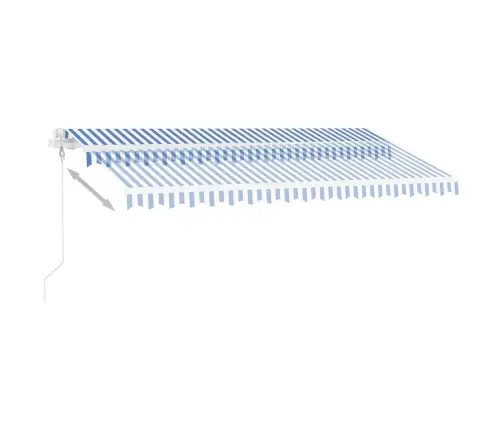 Markīze Ar Kātu, 450X350 Cm, Automātiska, Zila/Balta Vidaxl
