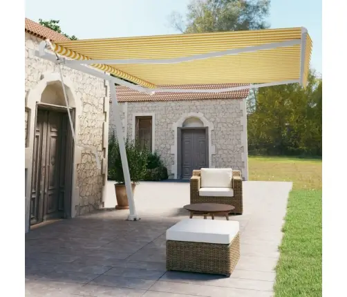 Pastatoma Automatinė Markizė, Geltona/Balta, 450X350Cm