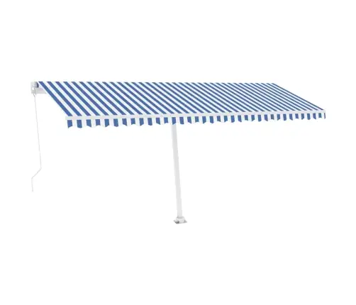 Izvelkama Markīze Ar Led, 500X350 Cm, Manuāla, Zila Un Balta Vidaxl