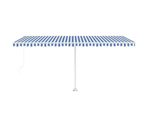 Izvelkama Markīze Ar Led, 500X350 Cm, Manuāla, Zila Un Balta Vidaxl