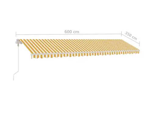 Izvelkama Markīze Ar Led, 600X350 Cm, Manuāla, Dzeltenbalta Vidaxl