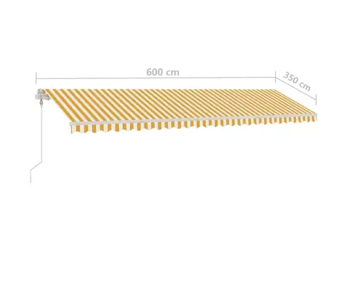 Markīze Ar Kātu, 600X350 Cm, Automātiska, Dzeltena/Balta Vidaxl