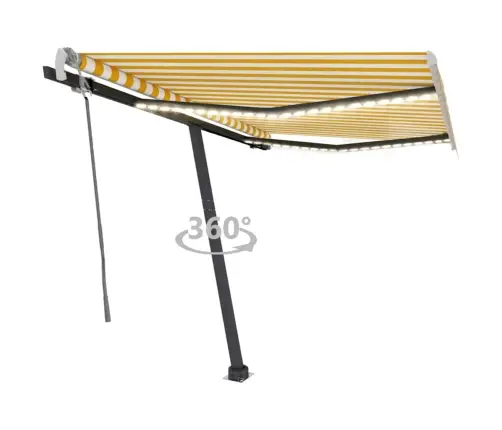 Käsitsi Sissetõmmatav Varikatus, Led, 300X250, Kollane Ja Valge