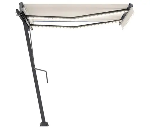 Izvelkama Markīze Ar Led, 350X250 Cm, Manuāla, Krēmkrāsas Vidaxl
