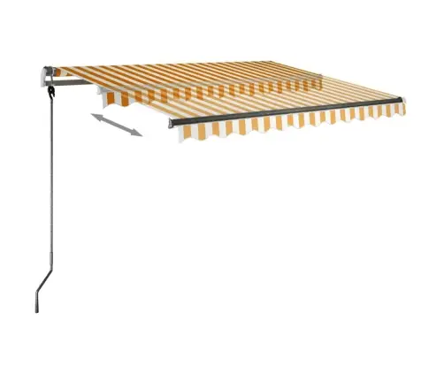 Izvelkama Markīze Ar Led, 350X250 Cm, Manuāla, Dzeltenbalta Vidaxl