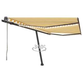Markīze, Led, Vēja Sensors, 400X300 Cm, Dzeltenbalta Vidaxl