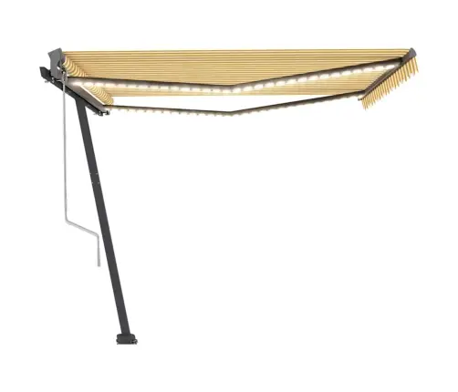 Markīze, Led, Vēja Sensors, 400X300 Cm, Dzeltenbalta Vidaxl