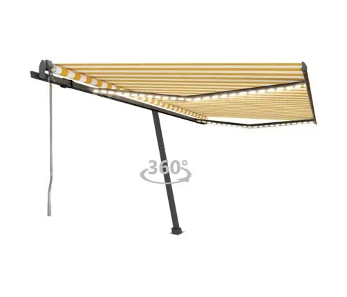 Markizė Su Led/Vėjo Jutikliu, Geltona/Balta, 450X300Cm