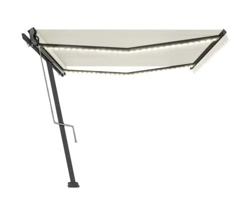 Izvelkama Markīze, Led, Vēja Sensors, 500X300 Cm, Krēmkrāsas Vidaxl