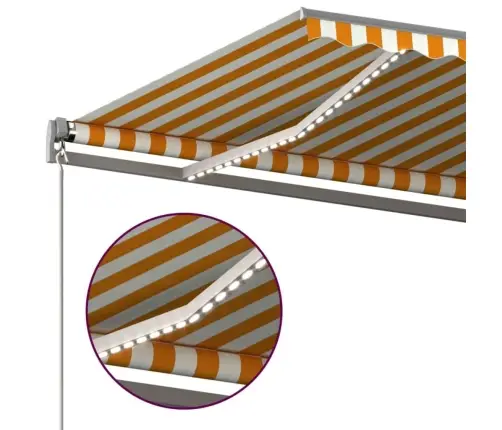 Automaatne Varikatus Led, Tuuleandur, 500X300 cm Kollane/Valge