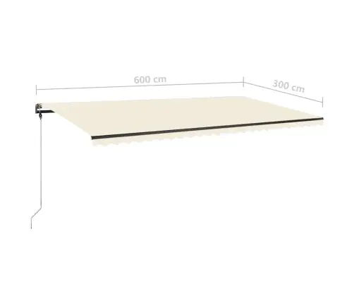 Izvelkama Markīze Ar Stabu, 600X300 Cm, Manuāla, Krēmkrāsas Vidaxl