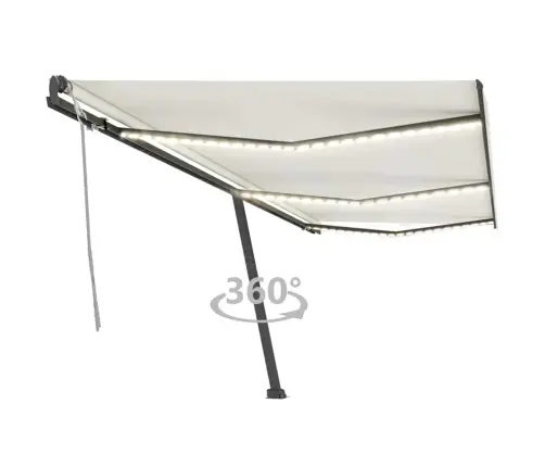 Rankiniu Būdu Ištraukiama Markizė Su Led, Kreminė, 600X300Cm