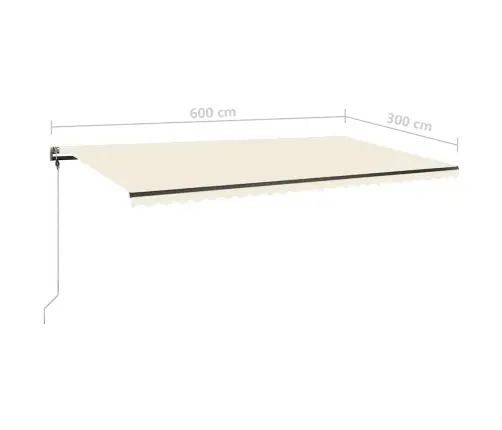 Rankiniu Būdu Ištraukiama Markizė Su Led, Kreminė, 600X300Cm