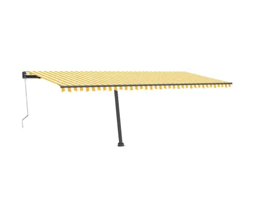 Markīze Ar Stabu, 600X300 Cm, Automātiska, Dzeltena/Balta Vidaxl