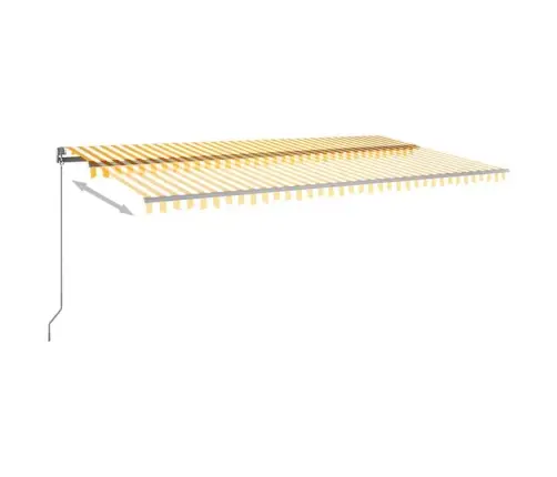 Markīze Ar Stabu, 600X300 Cm, Automātiska, Dzeltena/Balta Vidaxl