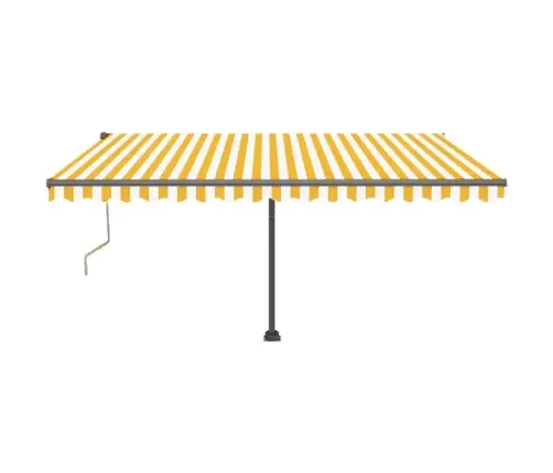 Markīze Ar Stabu, 400X350 Cm, Automātiska, Dzeltena/Balta Vidaxl