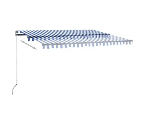 Markīze Ar Kātu, 450X350 Cm, Automātiska, Zila/Balta Vidaxl