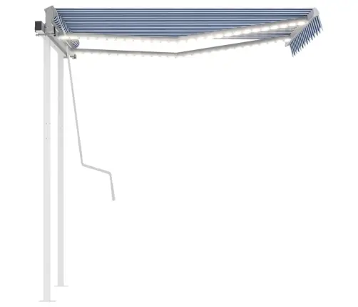 Izvelkama Markīze Ar Led, 3X2,5 M, Manuāla, Zila Un Balta Vidaxl