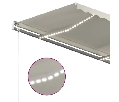 Izvelkama Markīze Ar Led, 3X2,5 M, Manuāla, Krēmkrāsas Vidaxl