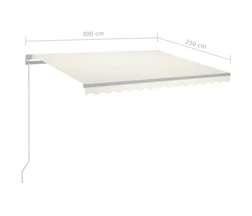 Izvelkama Markīze Ar Kātiem, 3X2,5 M, Automātiska, Krēmkrāsas Vidaxl