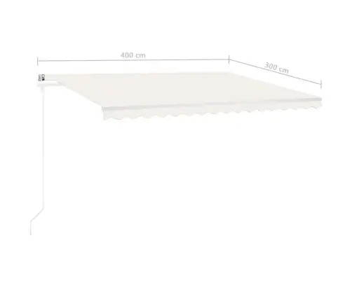 Käsitsi Sissetõmmatav Varikatus Led´idega, 4 X 3 M, Kreemjas