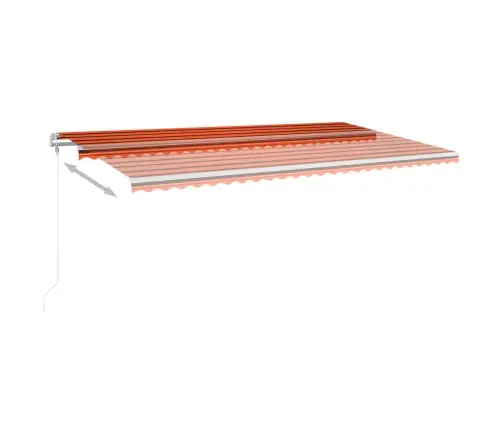 Izvelkama Markīze Ar Led, 6X3 M, Manuāla, Oranža Un Brūna Vidaxl