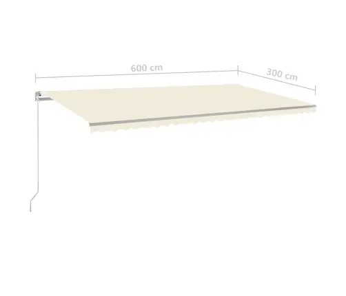 Automaatne Varikatus Led, Tuuleandur, 6 X 3 M, Kreemjas