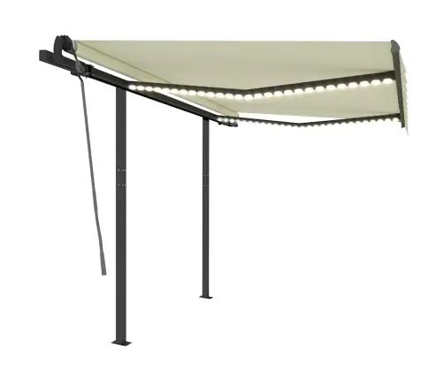 Izvelkama Markīze Ar Led, 3X2,5 M, Manuāla, Krēmkrāsas Vidaxl