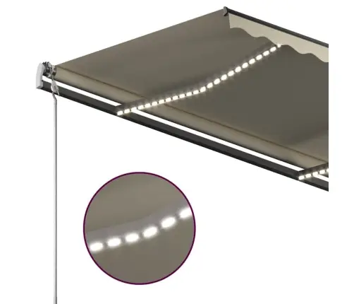 Izvelkama Markīze Ar Led, 3X2,5 M, Manuāla, Krēmkrāsas Vidaxl