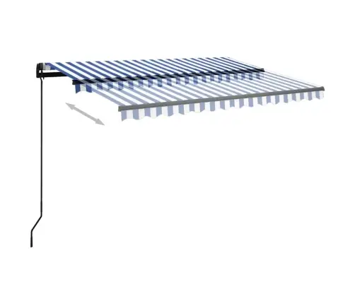 Izvelkama Markīze Ar Led, 3,5X2,5 M, Manuāla, Zili Balta Vidaxl