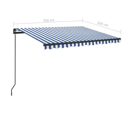 Izvelkama Markīze Ar Led, 3,5X2,5 M, Manuāla, Zili Balta Vidaxl