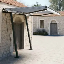 Izvelkama Markīze Ar Led, 3,5X2,5 M, Manuāla, Zili Balta Vidaxl