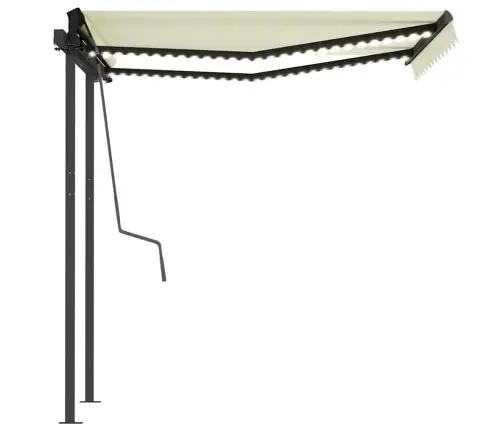 Izvelkama Markīze Ar Led, 3,5X2,5 M, Manuāla, Krēmkrāsas Vidaxl