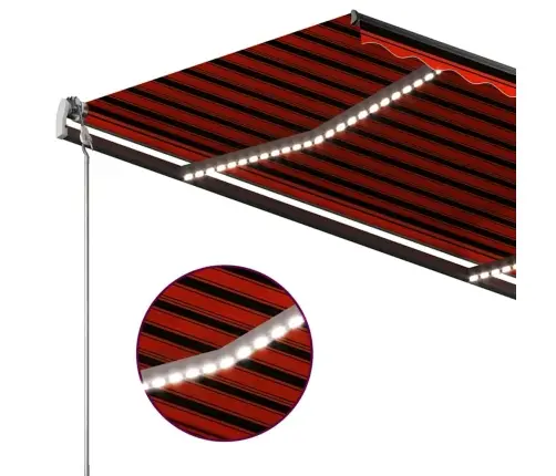 Käsitsi Sissetõmmatav Varikatus Led-Ga, 3,5X2,5 M, Oranž/Pruun