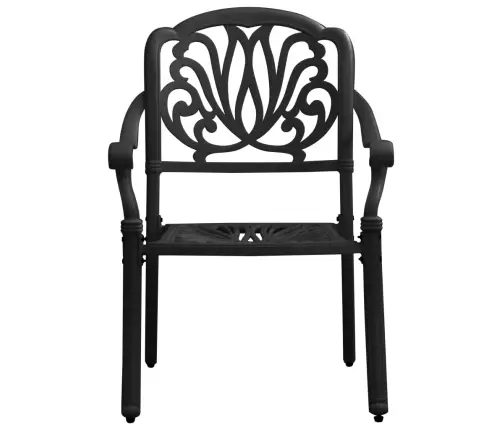 Bistro Baldų Komplektas, 3 Dalių, Juodas, Lietas Aliuminis