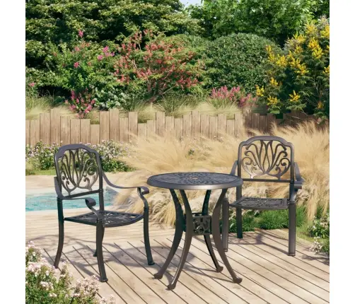 3-Daļīgs Bistro Mēbeļu Komplekts, Liets Alumīnijs, Melns Vidaxl