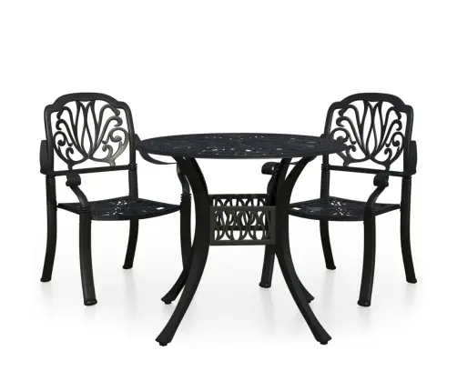 3-Daļīgs Bistro Mēbeļu Komplekts, Liets Alumīnijs, Melns Vidaxl