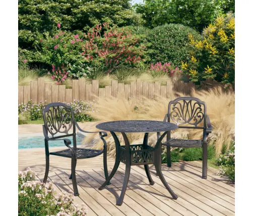 3-Daļīgs Bistro Mēbeļu Komplekts, Liets Alumīnijs, Melns Vidaxl