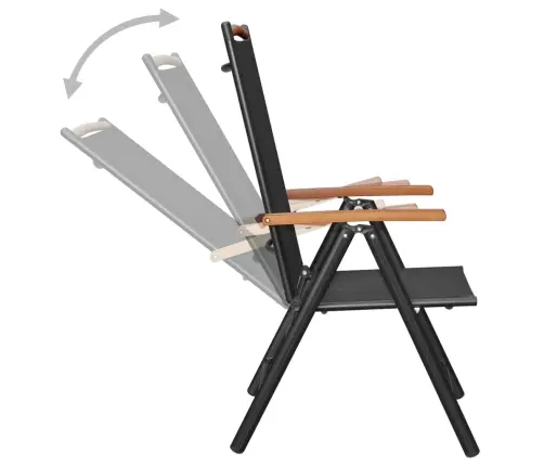 Sodo Valgomojo Baldų Komplektas, 9 Dalių, Juodas, Aluminis