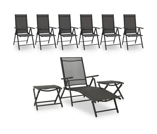 Sodo Poilsio Komplektas, 9 Dalių, Juodos Ir Antracito Spalvos