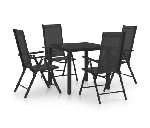 5-Daļīgs Dārza Mēbeļu Komplekts, Alumīnijs, Melns Vidaxl
