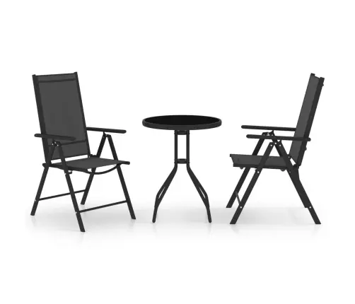 3-Osaline Bistrookomplekt, Alumiinium Ja Textilene, Must