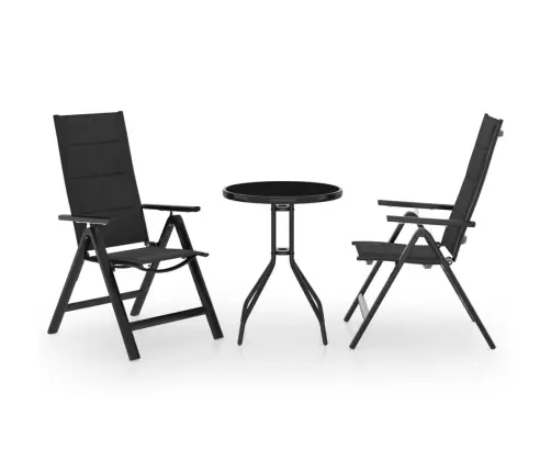 Bistro Baldų Komplektas, 3 Dalių, Juodos Ir Antracito Spalvos