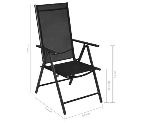 5-Daļīgs Dārza Mēbeļu Komplekts, Alumīnijs, Tekstilēns, Melns Vidaxl