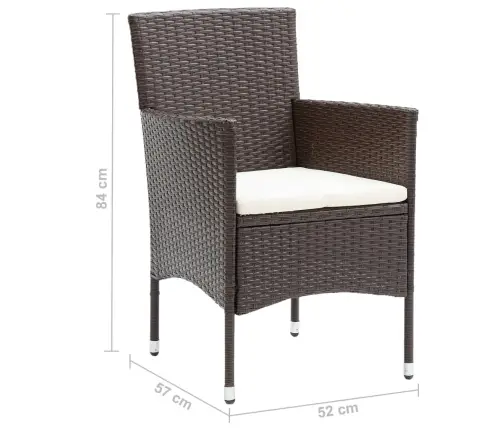 7-Daļīgs Dārza Mēbeļu Komplekts, Brūna Pe Rotangpalma Vidaxl