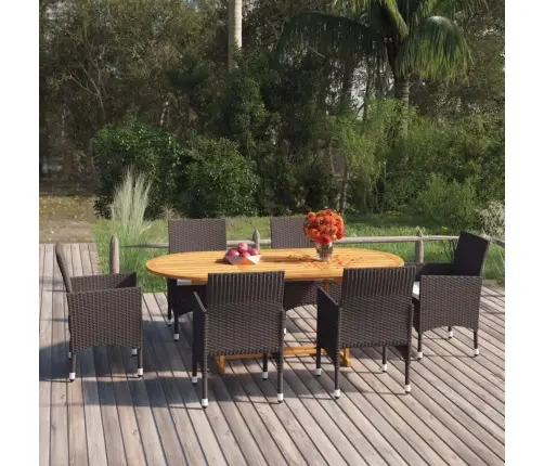 7-Daļīgs Dārza Mēbeļu Komplekts, Brūna Pe Rotangpalma Vidaxl