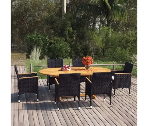 7-Daļīgs Dārza Mēbeļu Komplekts, Melna Pe Rotangpalma Vidaxl