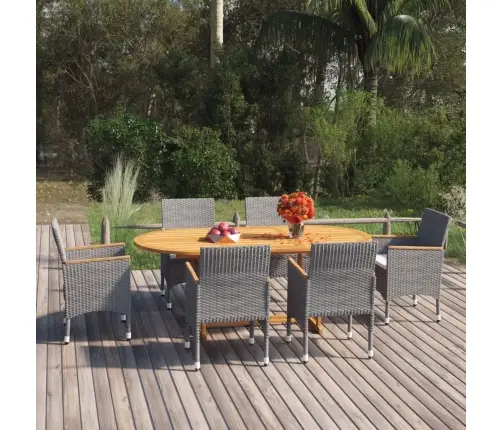 Sodo Valgomojo Baldų Komplektas, 7 Dalių, Pilkas, Poliratanas