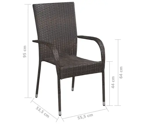 7-Daļīgs Dārza Mēbeļu Komplekts, Brūna Pe Rotangpalma Vidaxl