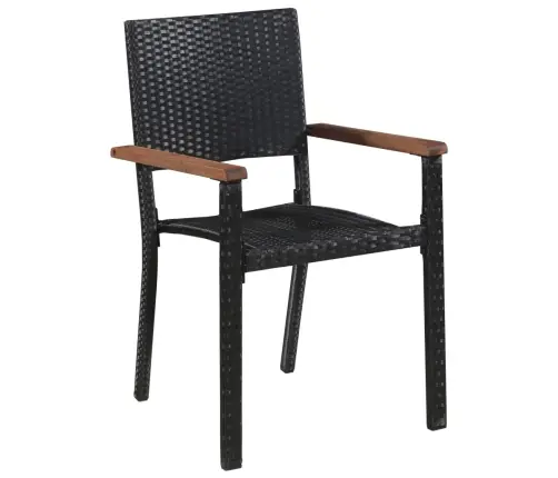 7-Daļīgs Dārza Mēbeļu Komplekts, Pe Rotangpalma, Melns Vidaxl